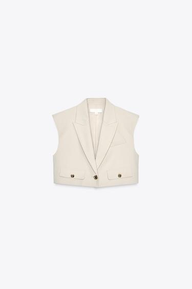 SHORT WAISTCOAT WITH FLAPS - Sand by Zara