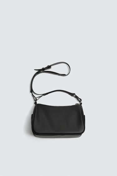 Zara 素面單肩包 - 黑色 - 圖片 0