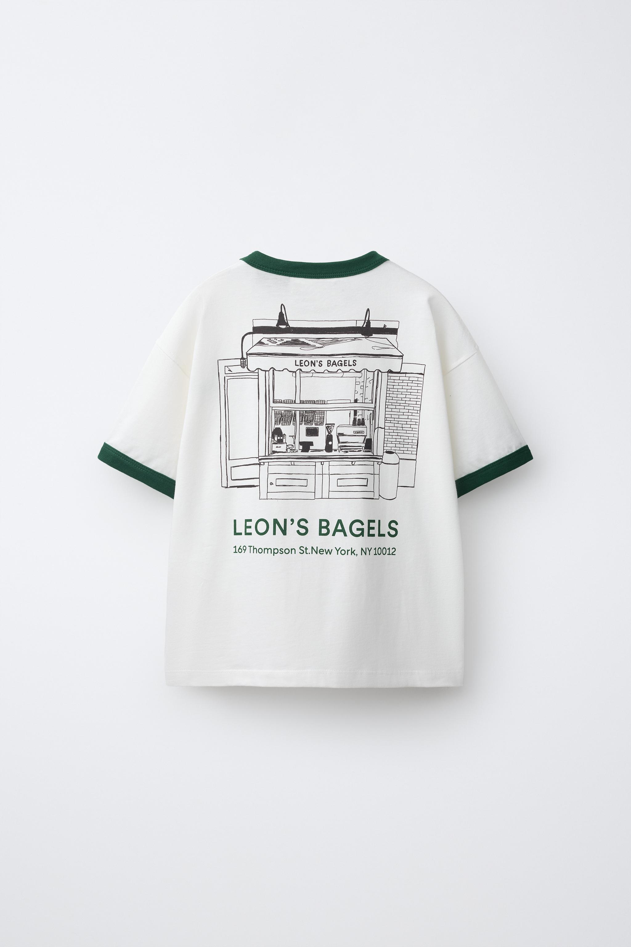 LEON'S BAGELS ® CONTRAST PIPING T-SHIRT — White