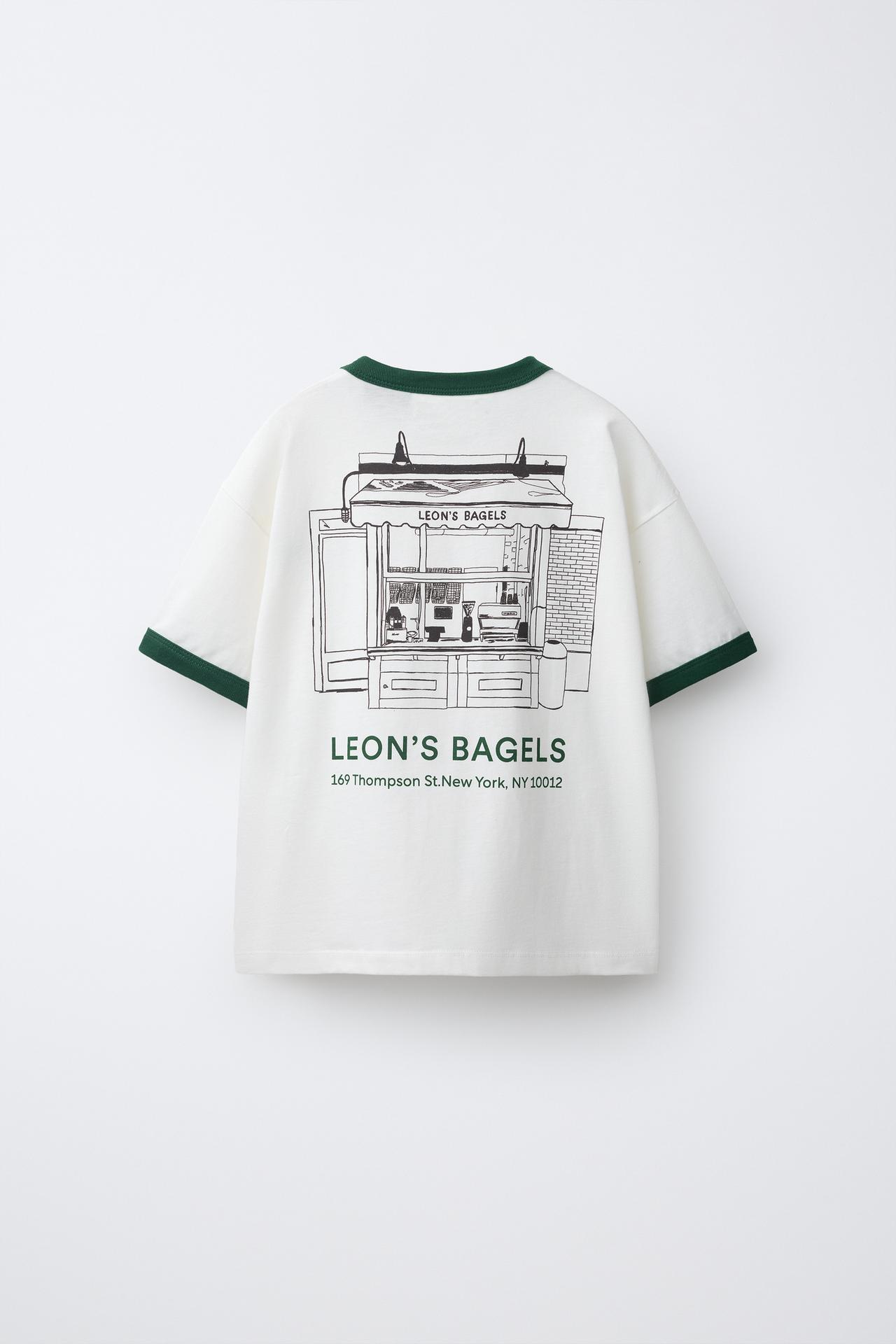 LEON'S BAGELS ® CONTRAST PIPING T-SHIRT — White