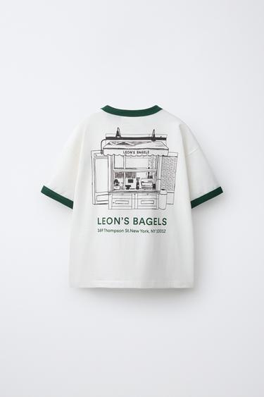 CAMISETA VIVOS CONTRASTE LEON'S BAGELS ® - Blanco de Zara