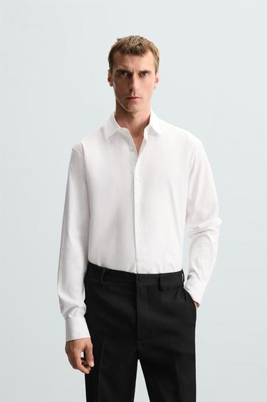 Zara REGULAR FIT TEXTURED SHIRT - White
