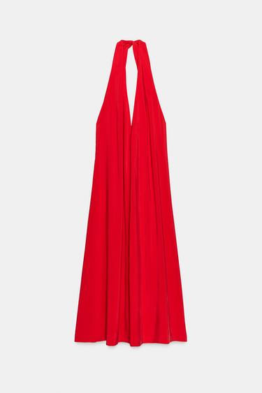 VESTIDO MIDI DE GOLA HALTER - Vermelho da Zara