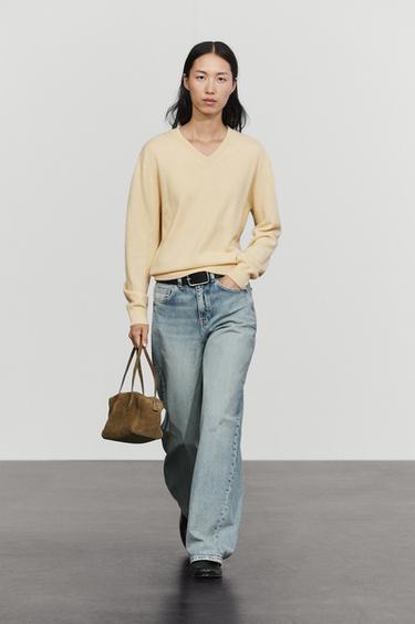 100% cashmere knit sweater — Yellow 1