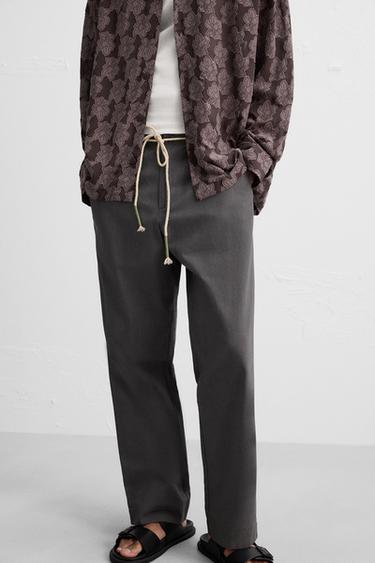 JOGGER WAIST COTTON TROUSERS - Navy blue by Zara