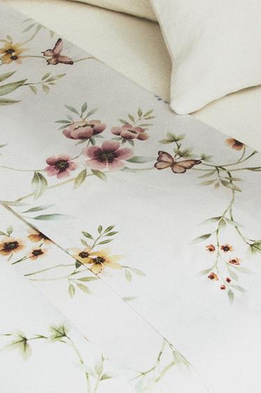 DRAP DE DESSUS SATIN IMPRIMÉ FLEUR - Blanc cassé de Zara - Image 6