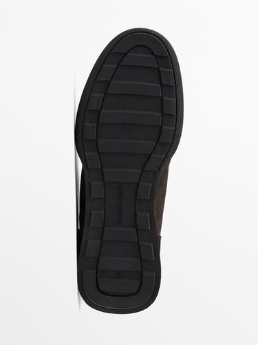 Zara Split leather trainers with contrast soles - Brown - Image 0
