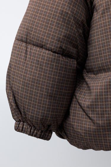 CHECK PUFFER JACKET - Brown by Zara - Image 6