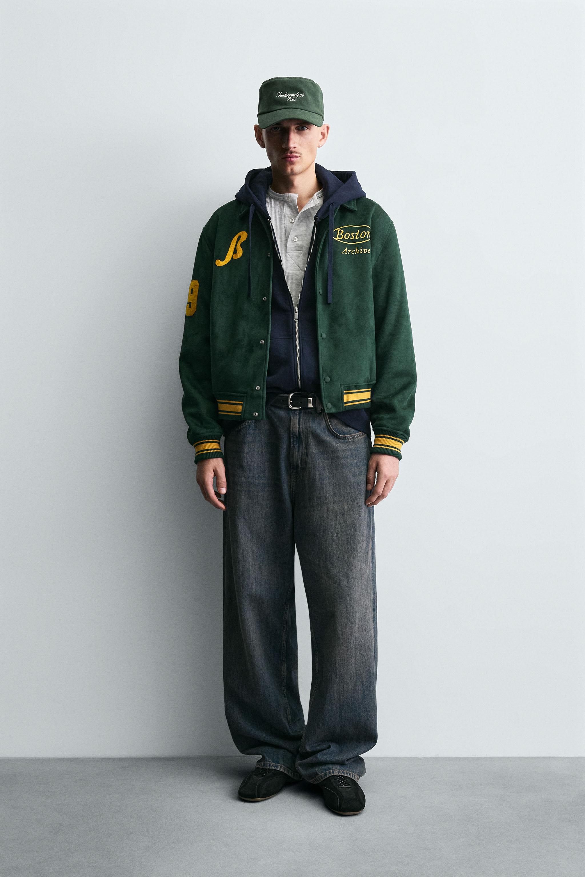 FAUX SUEDE BOMBER JACKET - Green | ZARA South Africa