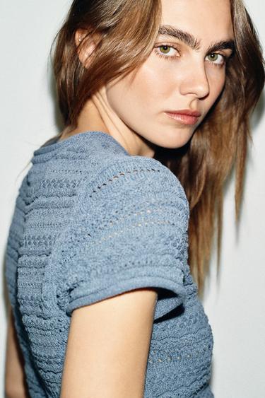 POINTELLE KNIT TOP - Indigo by Zara - Image 3