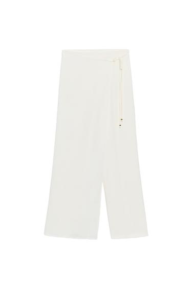 PANTALÓN PAREO CRUZADO - Blanco roto de Zara