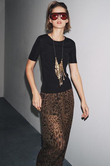 SHORT SLEEVE KNIT TOP - Black by Zara