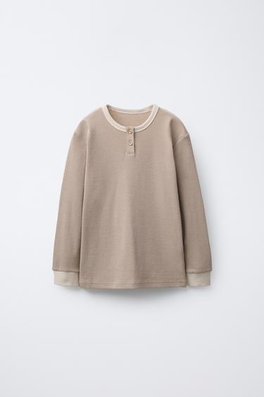 6-14 YEARS/CONTRAST RIBBED PYJAMAS - camel by Zara - Image 1