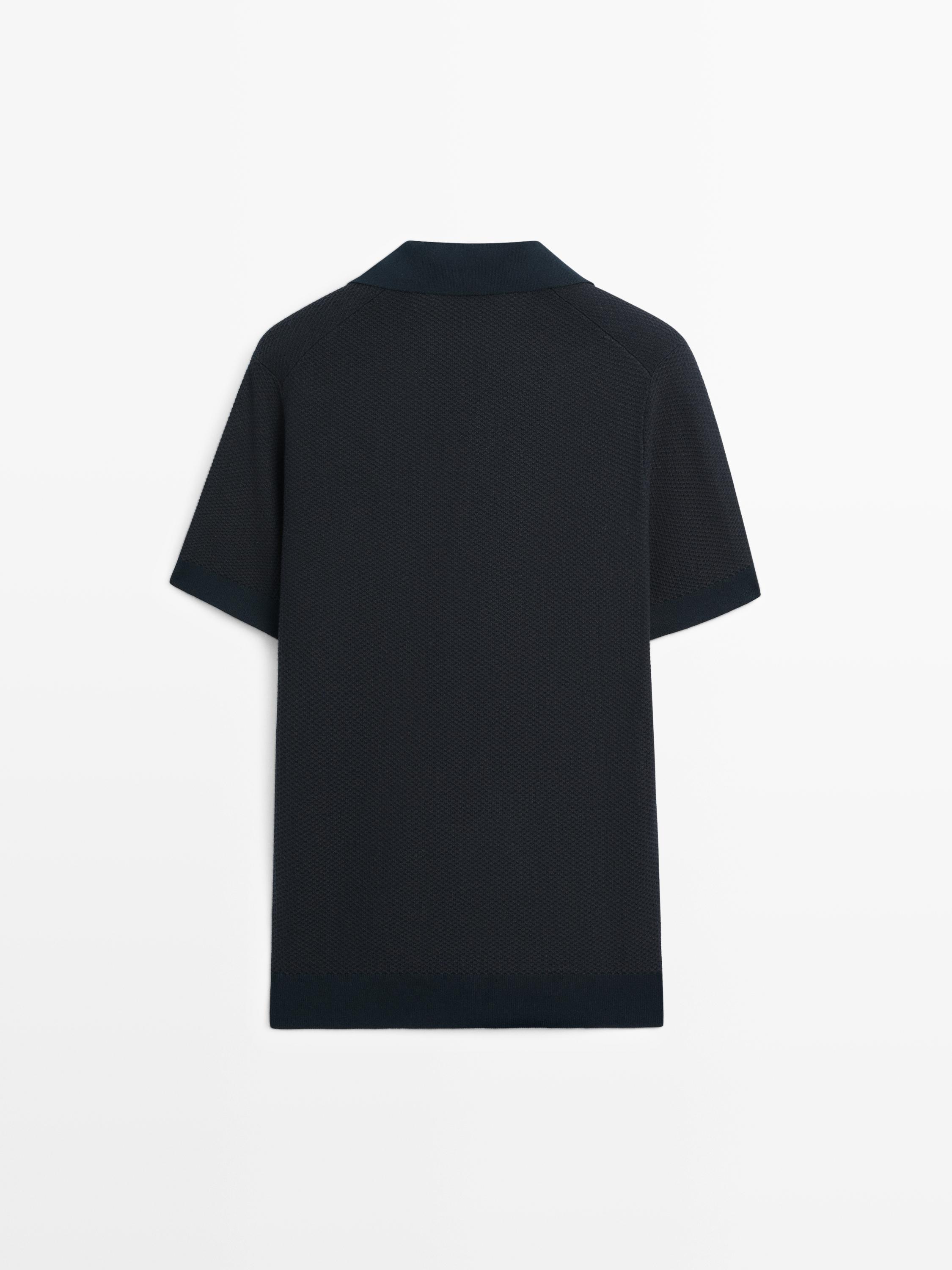 Pull polo en maille texturée 100 % coton