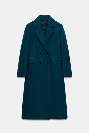ABRIGO ENTALLADO MEZCLA LANA ZW COLLECTION - Verde / Azul de Zara - Imagen 0
