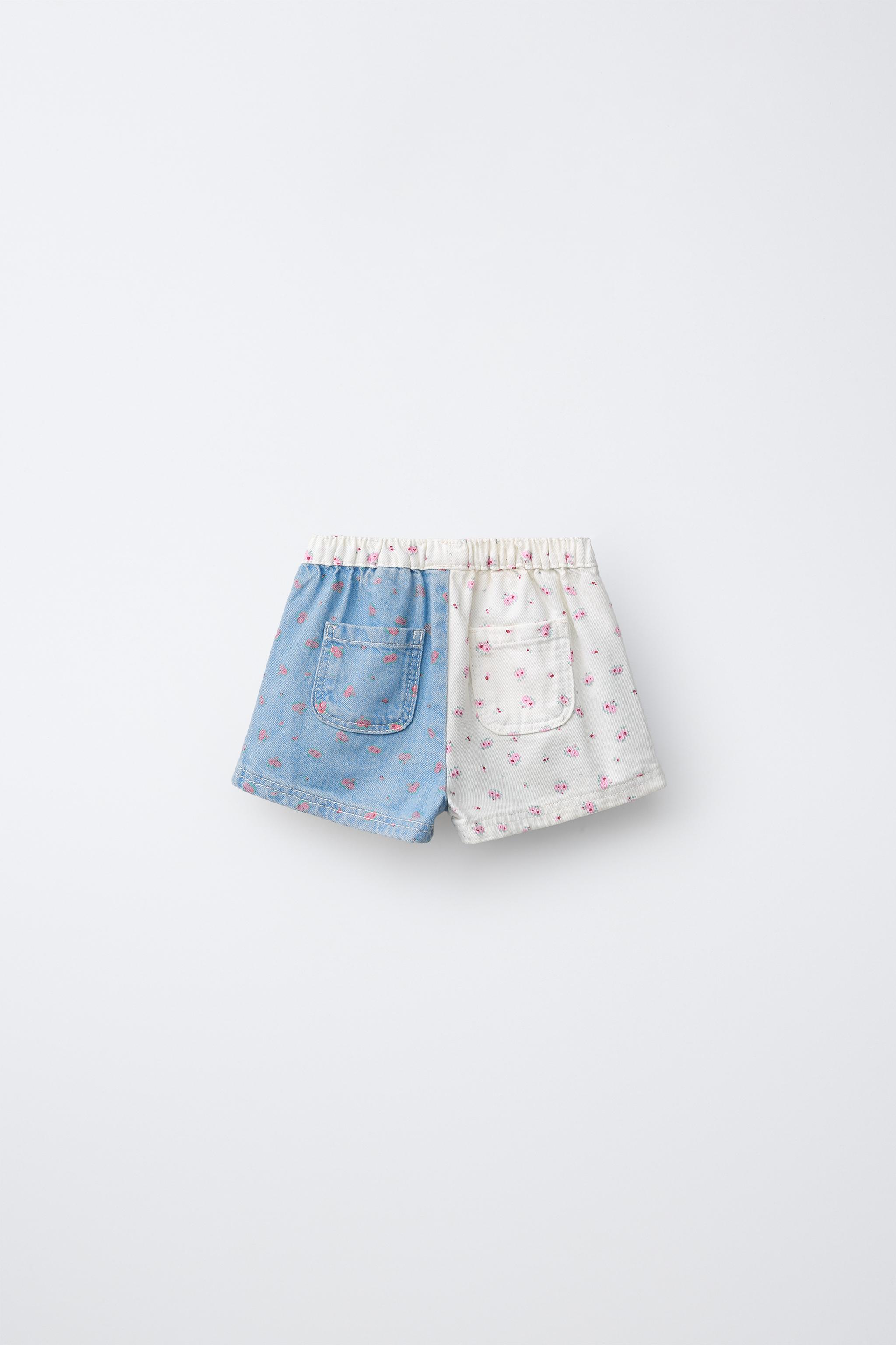 Детские шорты Zara PATCHWORK FLORAL DENIM SHORTS — фото 2