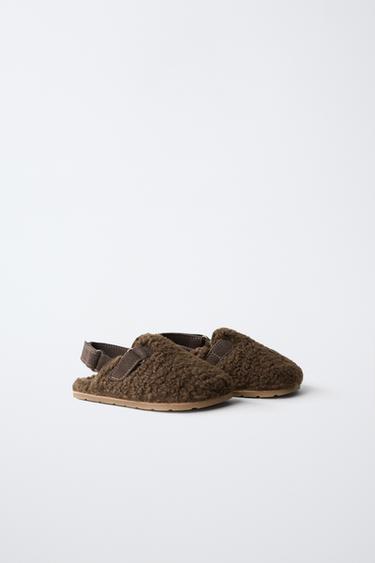FAUX SHEARLING BAREFOOT CLOGS — Brown 2