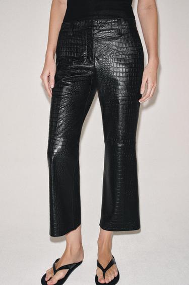 ZW COLLECTION LIMITED EDITION CROC LEATHER TROUSERS - Black by Zara - Image 4