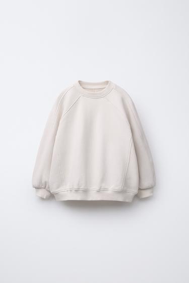 Zara PLAIN CUT-OUT SWEATSHIRT - Ecru