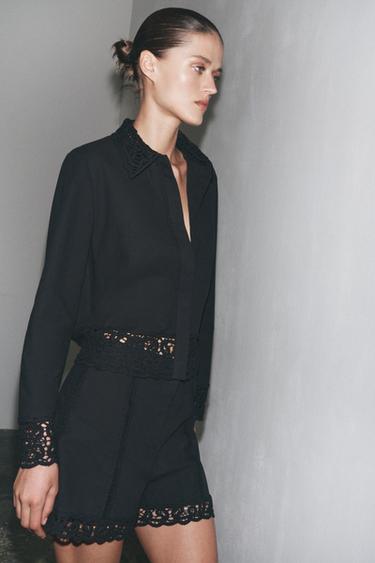 CAMISA CROCHET ZW COLLECTION - Negro de Zara