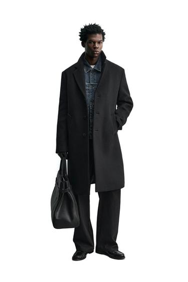 MANTEL CAMPURAN WOL MANTECO® - Hitam dari Zara