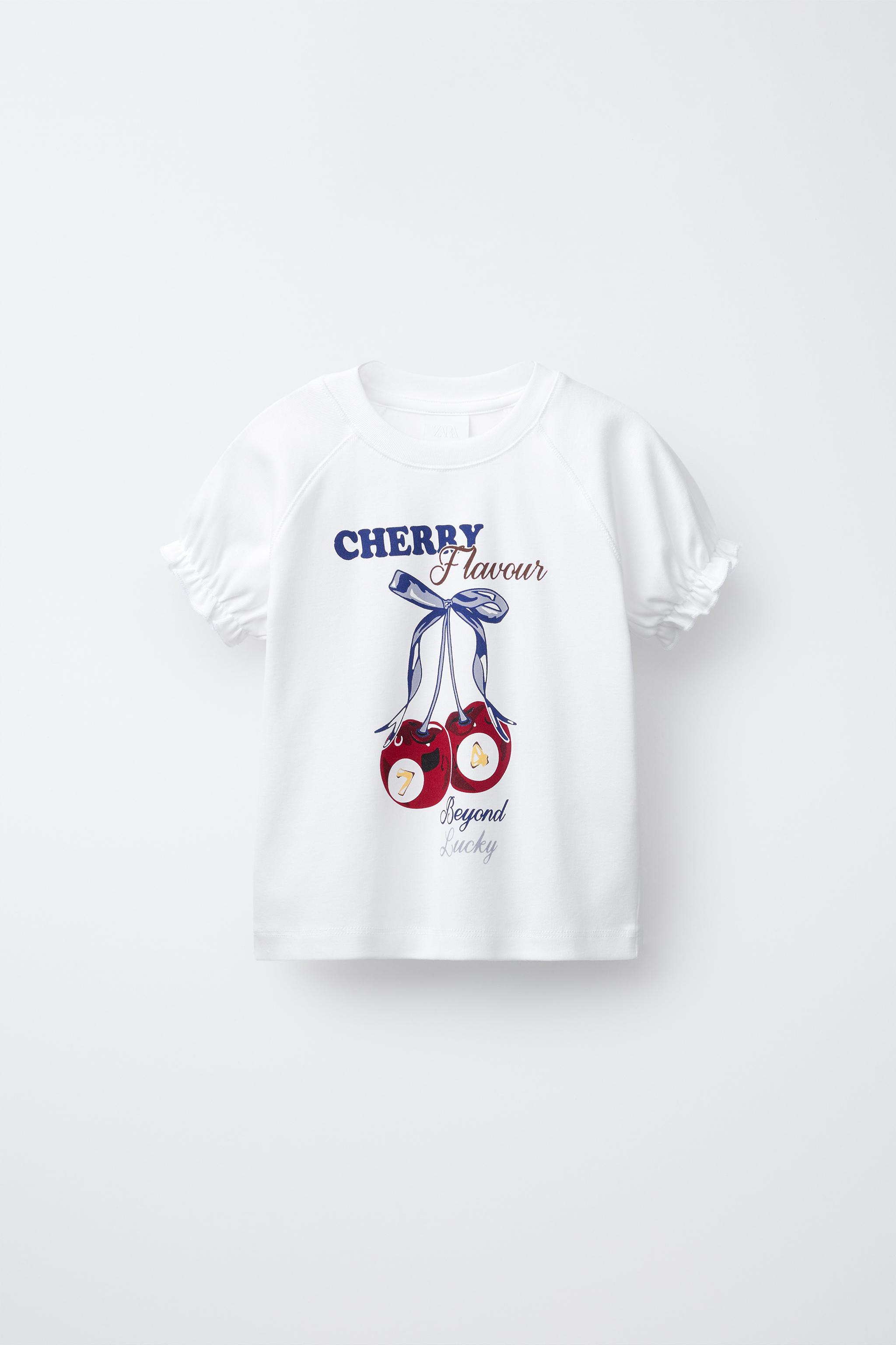 チェリー柄プリントTシャツ - ホワイト | ZARA Japan / 日本