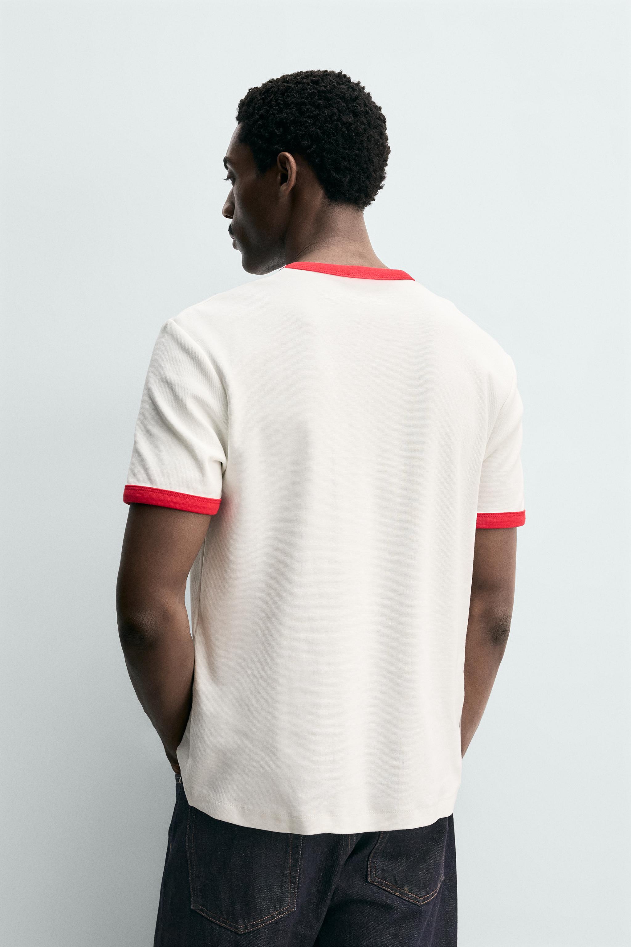 T-SHIRT CÔTELÉ BASIQUE EN CONTRASTE