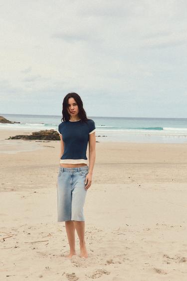 T-SHIRT DOUBLE - Bleu marine de Zara