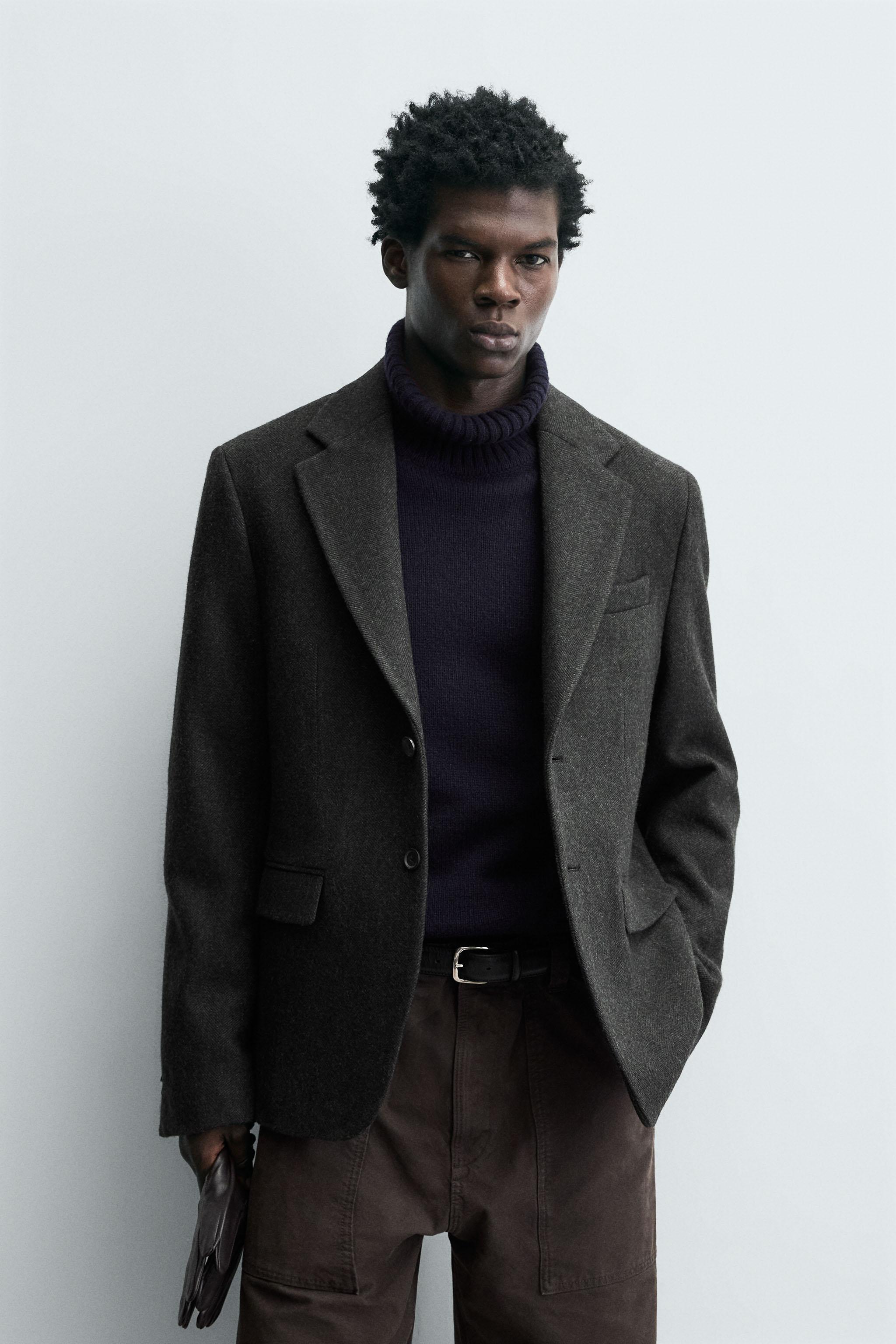 ヘリンボーンテクスチャーブレザー - グリーン | ZARA Japan / 日本