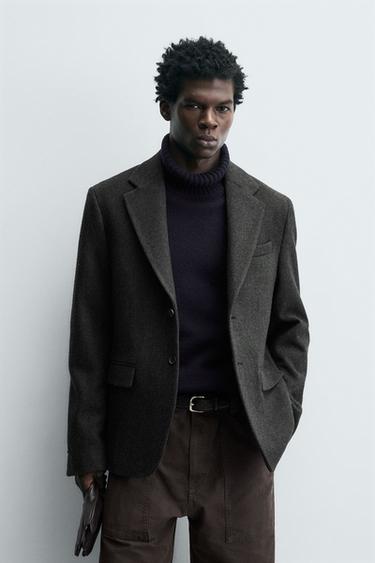 Zara Yeşil - BALIK SIRTI DOKULU BLAZER