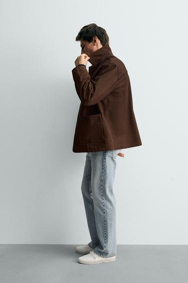 BLOUSON COUPE DÉCONTRACTÉE EN CUIR - Marron de Zara - Image 3