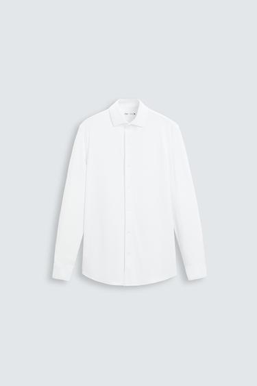 Zara TEXTURED STRETCH SHIRT - White