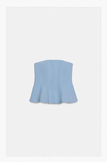 PEPLUM BANDEAU TOP - Sky blue by Zara