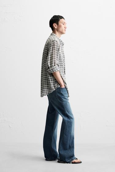 FLOWING CHECK SHIRT - Grey by Zara - Image 4