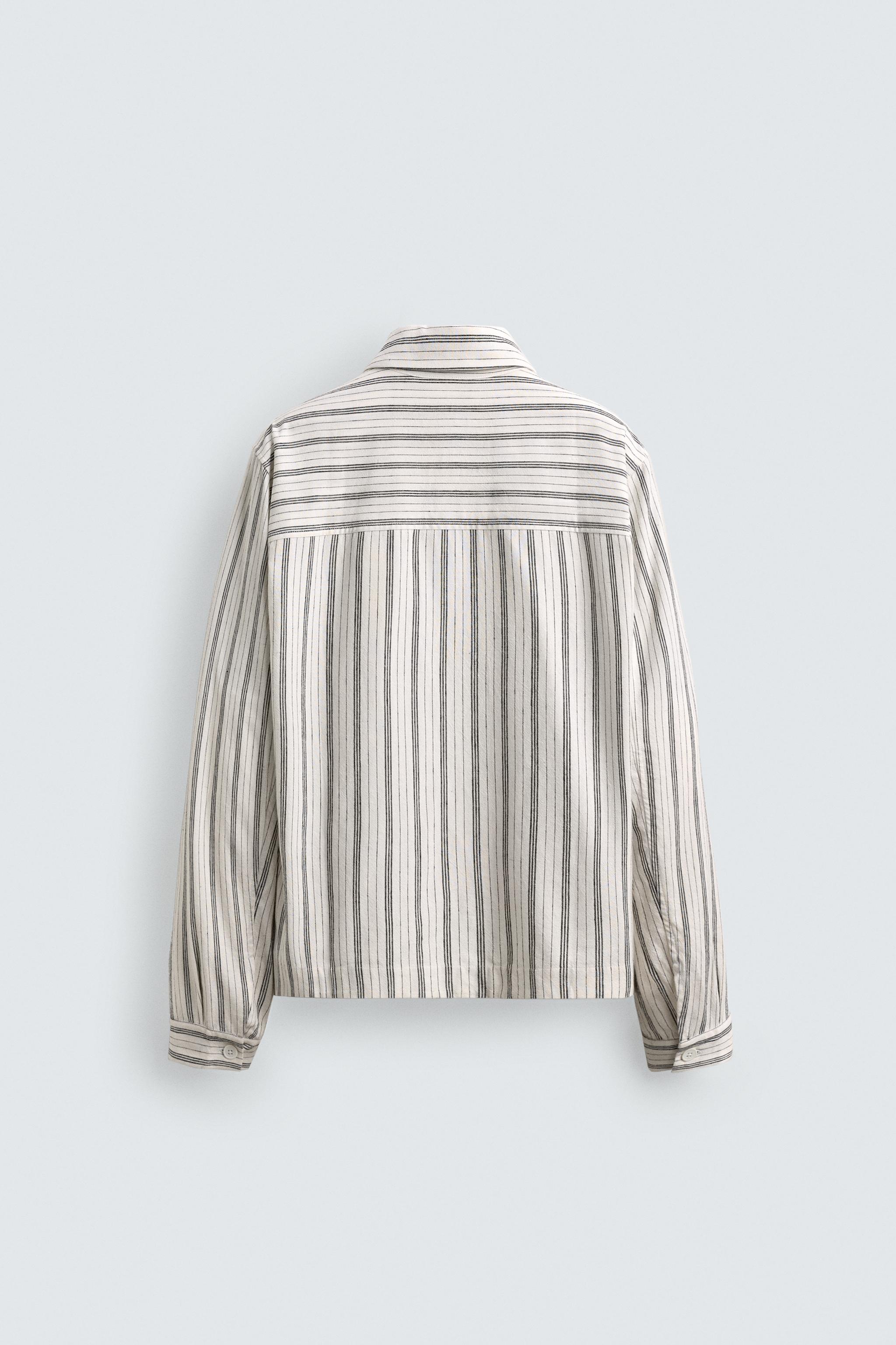 FLUID STRIPED EMBROIDERED OVERSHIRT