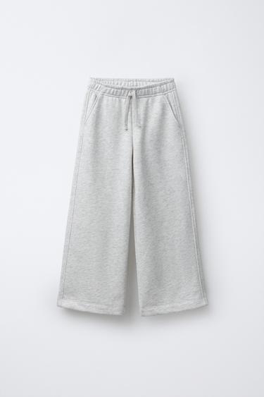 CALÇAS DE FELPA PERNA LARGA ESTRELAS - Cinzento-vigoré da Zara