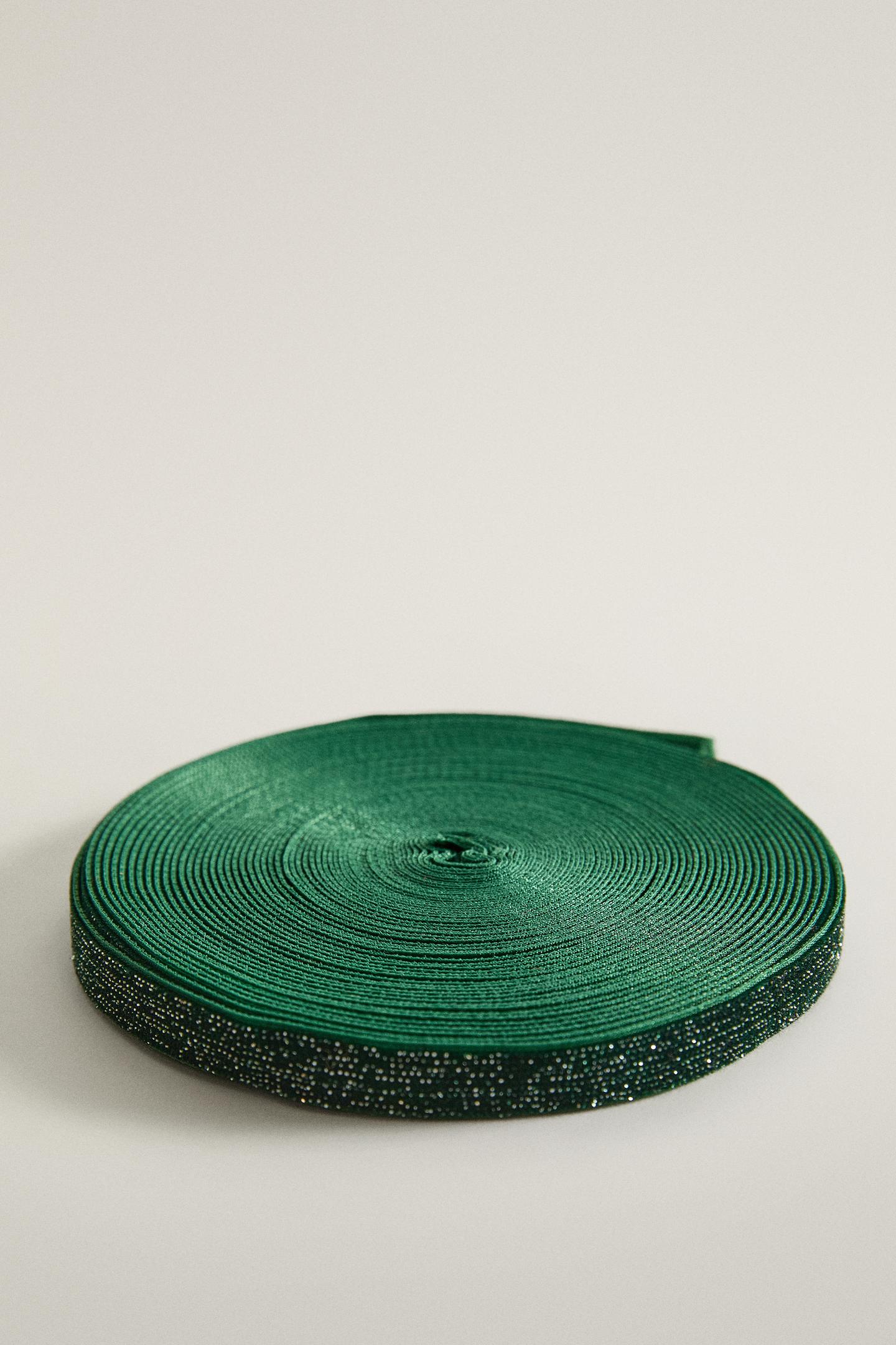 Zara Glitter Velvet Christmas Gift Ribbon, цвет: Зелёный