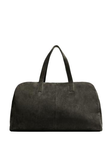 XL LEATHER TRAVEL BAG - Grey by Zara