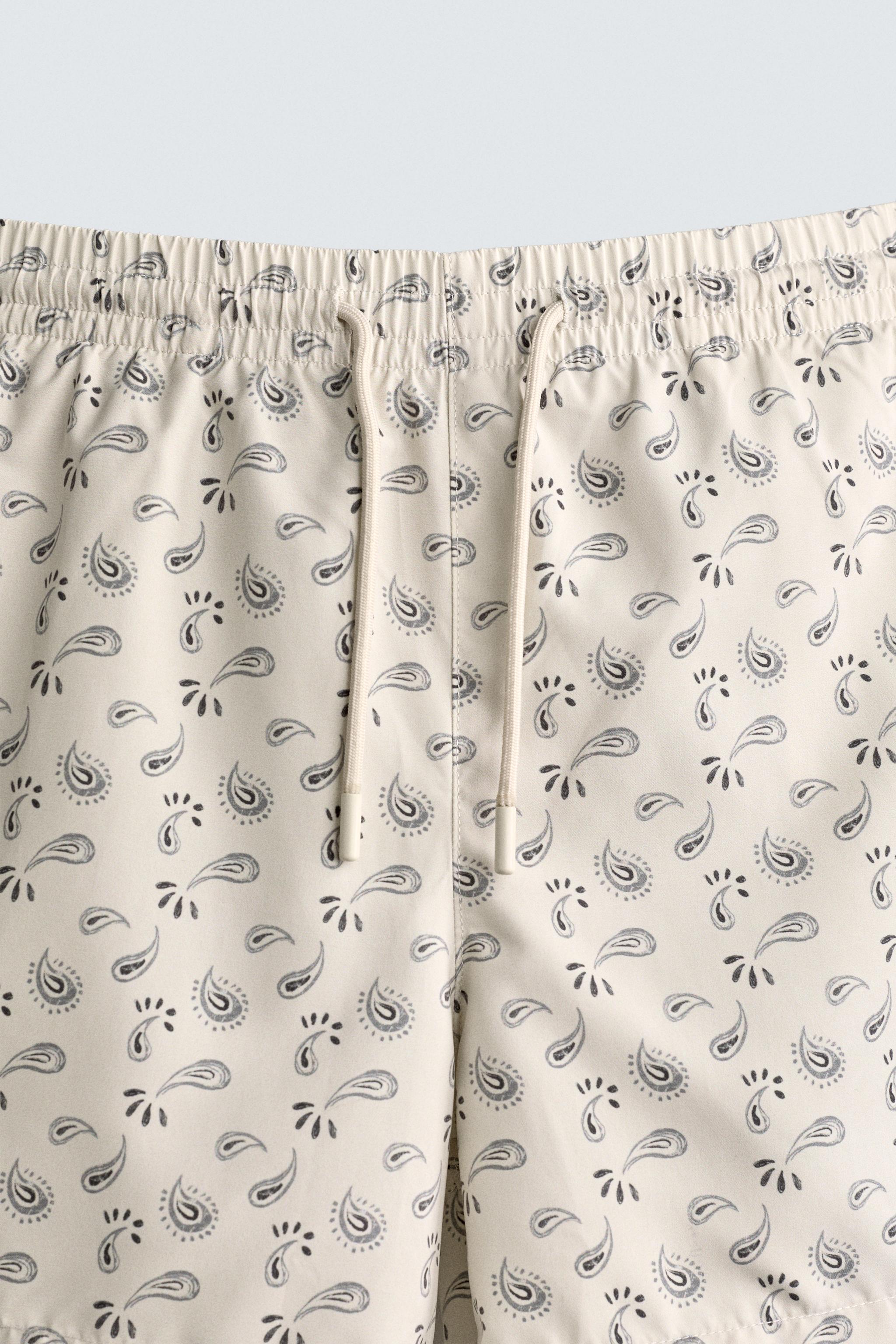 PAISLEY PRINT MID-LENGTH SWIM SHORTS