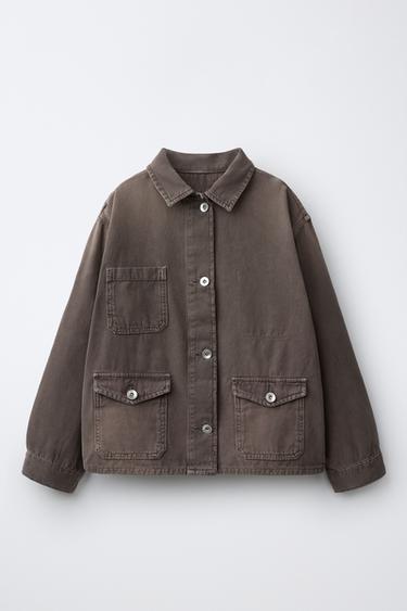 КУРТКА-РУБАШКА ИЗ КАНВАСА С КАРМАНАМИ — КОРИЧНЕВЫЙ от Zara