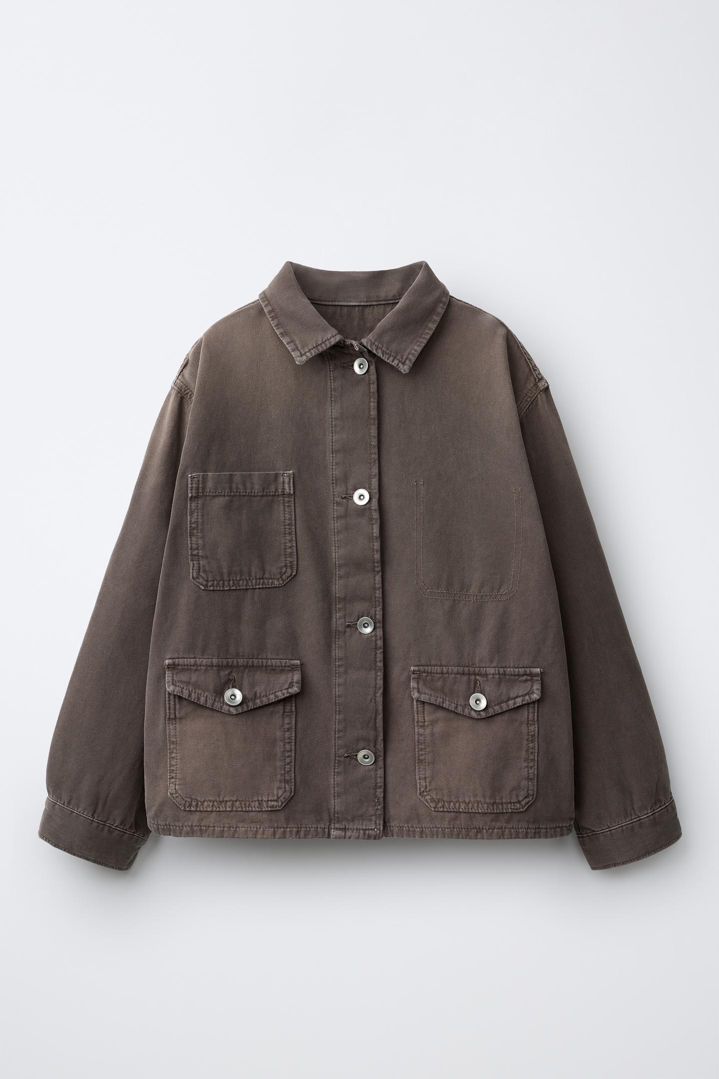 Детская рубашка Zara Canvas Pocket Overshirt, цвет: Коричневый — фото 2