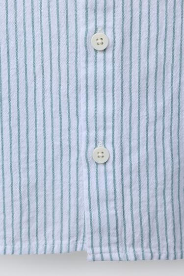 TEXTURED STRIPED SHIRT - Green / Ecru by Zara - Image 3