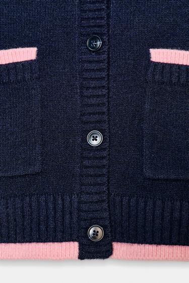 COMBINED KNIT CARDIGAN - Navy blue by Zara - Image 6
