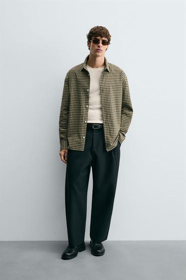 RELAXED FIT CHECK SHIRT - Green by Zara - Image 0