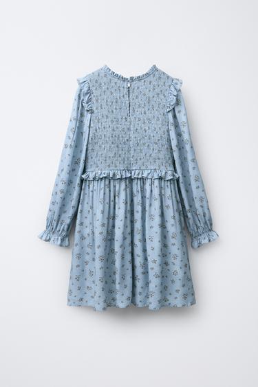 ROBE FLEURS NID D'ABEILLE - Bleu clair de Zara - Image 1