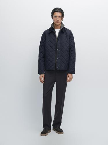 Zara Quilted jacket with corduroy collar - Dark navy