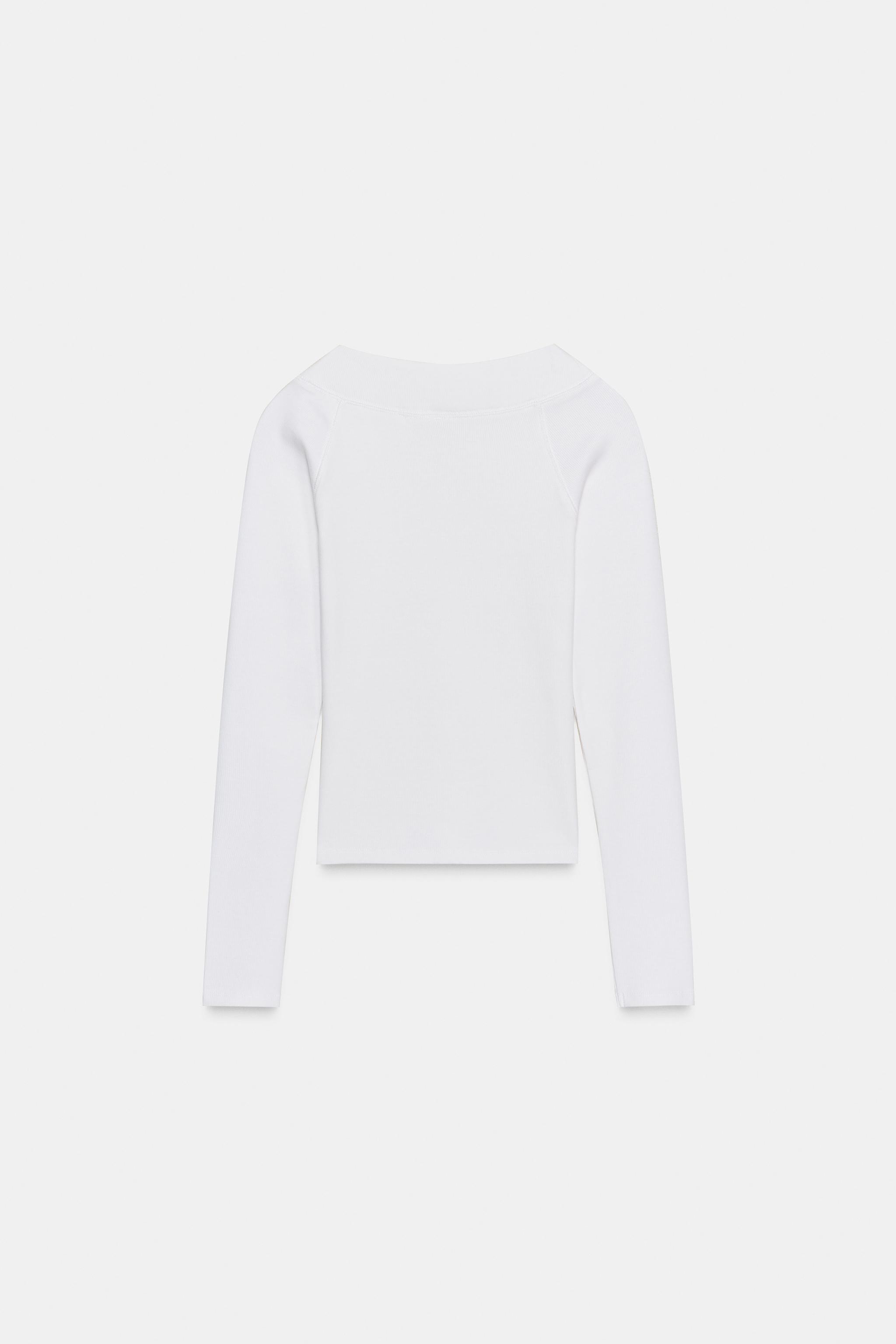 T-SHIRT CÔTELÉ À COL BATEAU