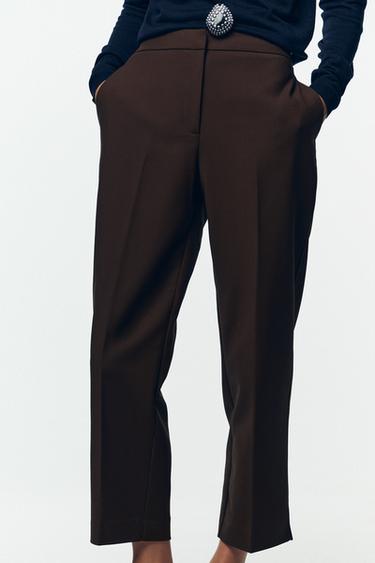 TROUSERS WITH VENT ON THE HEM - Brown by Zara - Image 1