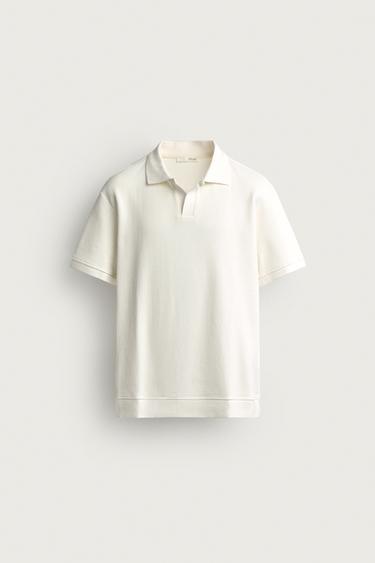 VERTICAL TEXTURE POLO SHIRT - Oyster-white by Zara