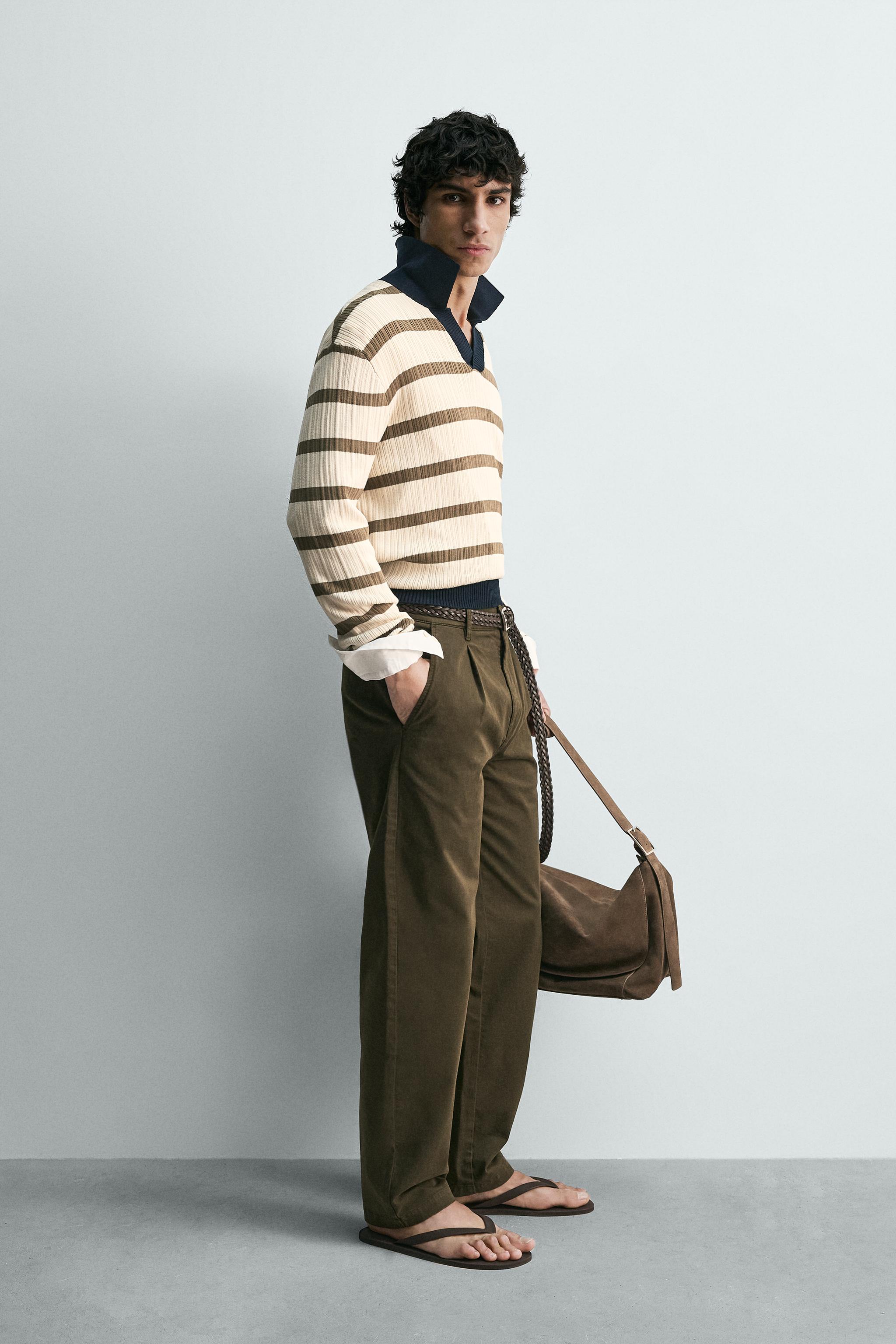 STRIPED KNIT POLO SHIRT